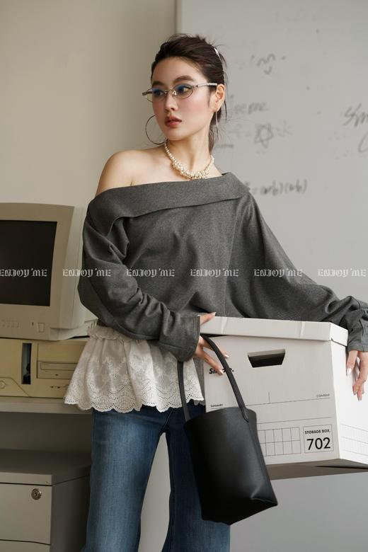 【门店同款】ENJOY春季“盐貌似糖”翻领斜肩小衫 161897568 商品图6