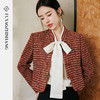 FUYAO扶摇 红色彩呢精纺羊毛短外套女春季编织立领经典小香风上衣 商品缩略图3