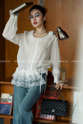 【门店同款】ENJOY春季“盐貌似糖”重工花边蕾丝上衣 161944379