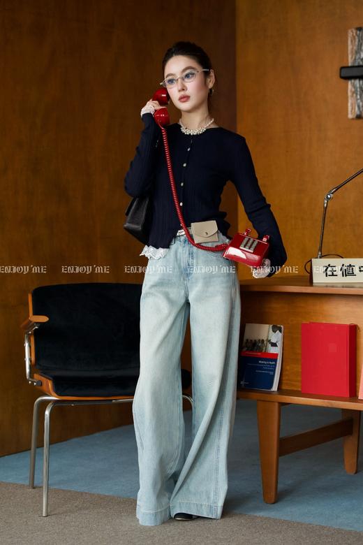 【门店同款】ENJOY春季“盐貌似糖”蕾丝花花边针织衫 161897648 商品图0