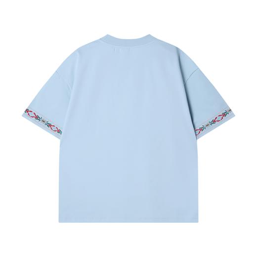 6690早春新款时尚个性重工刺绣袖边爱心印花圆领短袖T恤百搭休闲上衣 商品图5