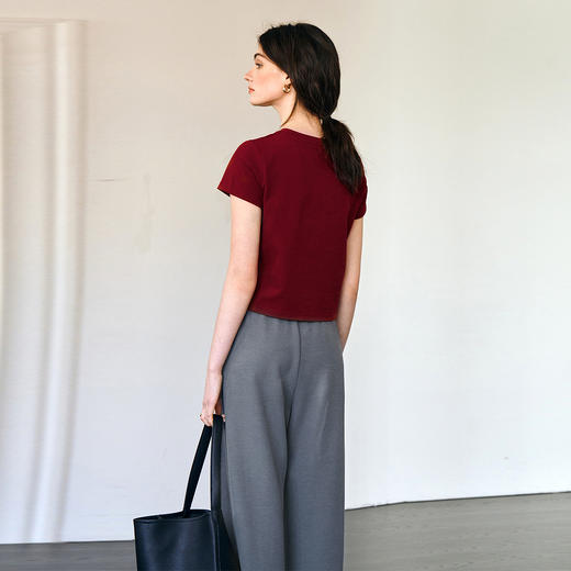 OLrain欧芮儿2025夏季新款休闲减龄短袖创意撞色印花短款T恤女 商品图4