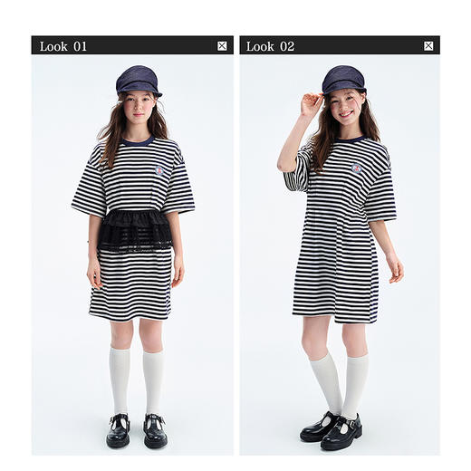 笛莎Deesha青少年女童连衣裙2025夏季女童T恤连衣裙 商品图3