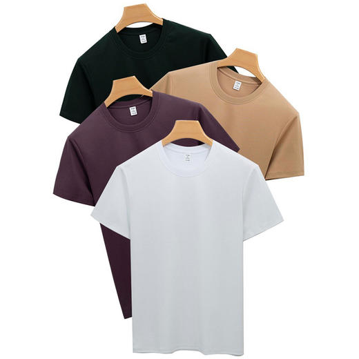 岸纾 100%新疆长绒棉双面液氨丝光长绒棉T恤（8色可选）  日常经典百搭短袖内搭T恤柔软舒服吸湿透气T1201 商品图1