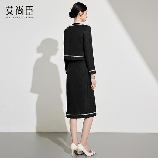 艾尚臣秋冬新款黑色小香风外套高级感职业半裙套装短上衣两件套女 商品图4