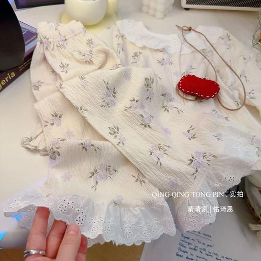 【🔥超韩家居服39.9/起】73-180码儿童A类弹力棉纱套装蕾丝花边宝宝春款可爱中大童空调服睡衣聚 商品图5