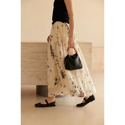 HeyDress植物印花半身裙女夏季高腰宽松A字半裙高级文艺气质裙子 商品图2