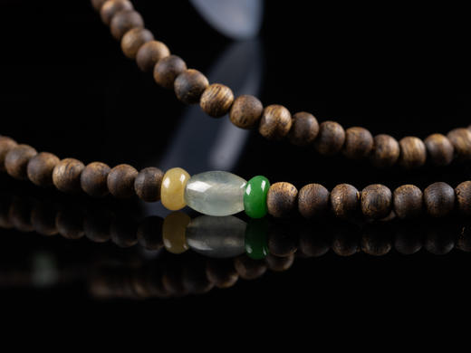 XY0035原创沉香+翡翠冰种紫福瓜套链 商品图7