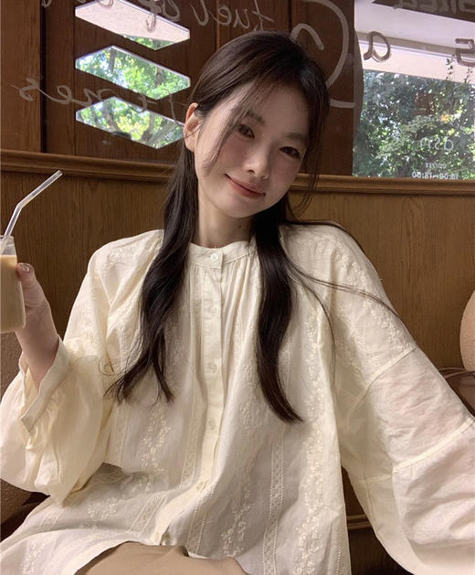 显瘦宫廷泡泡袖蕾丝衬衫衬衣030 商品图12
