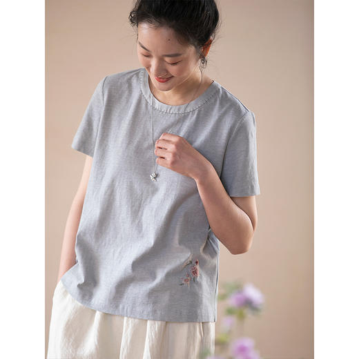 牧衣游原创刺绣炒色T恤短袖 限量福利款 山中夏【不支持会员折】 商品图1