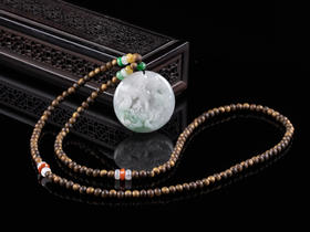 XY0048原创沉香+翡翠花开富贵喜上眉梢挂件