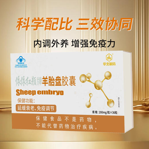 热卖疯抢中!【始建于1953年 70年民族老品牌 500强上市企业】 华北制药羊胎盘胶囊 延缓衰老免疫调节  内调外养焕发活力  多维营养高含量科学配比  男女皆宜 36粒/盒 商品图2