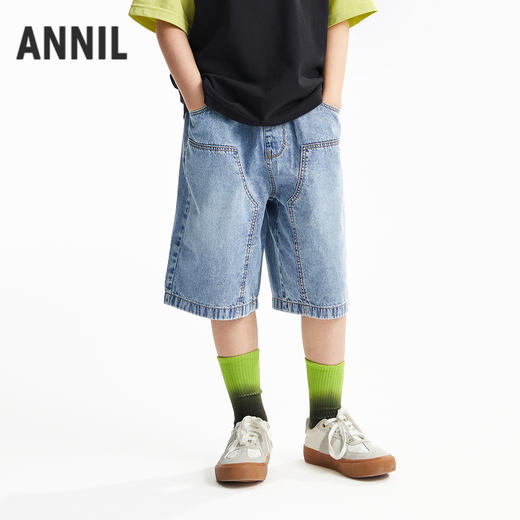 男童全腰牛仔中裤夏季新款安奈儿童装EB526103 商品图0