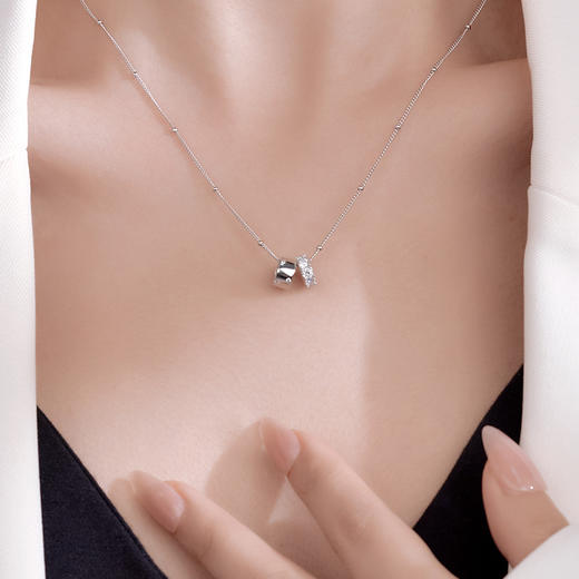 【一溪风月】S925纯银双环闪钻项链【BF-NS3034】 商品图2