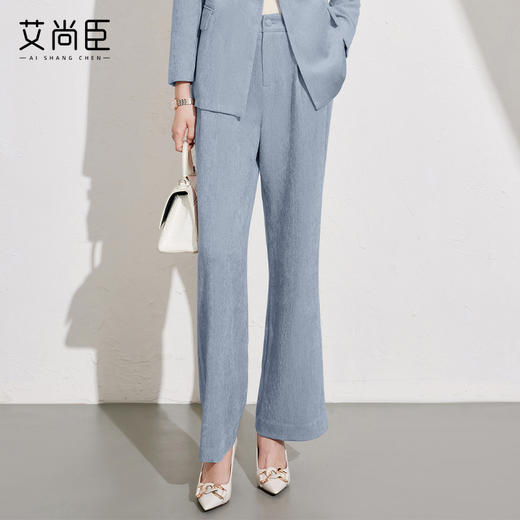 艾尚臣雾霾蓝西装裤女2026秋冬新款气质修身显瘦工作职业垂感长裤 商品图1