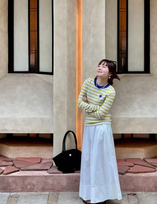 春天明媚刺绣爱心绵羊毛混纺棉针织条纹衫 商品图10