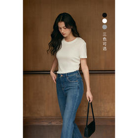 HeyDress天丝正肩t恤女夏季法式修身显瘦百搭半袖高级短袖上衣