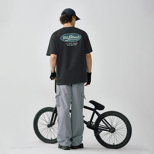 714street字母印花凉感短袖T恤男夏季新款抗皱宽松防晒上衣情侣装 商品图3