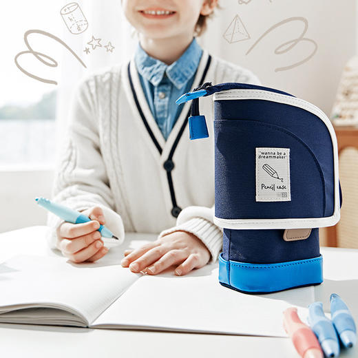 开学季福利！立式笔袋笔盒撞色拼接可伸缩大容量笔筒文具盒收纳盒文具 商品图3