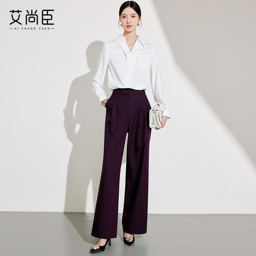 艾尚臣设计感衬衫女2025新款通勤白色衬衣长袖时尚简约挺括上衣春 商品图2