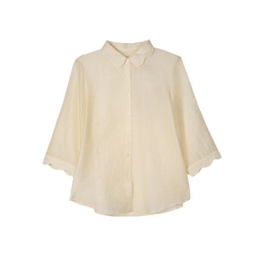 谜底微透衬衫七分袖女2025夏季新款通勤风亲肤合体衬衣256MC6005 商品图4