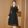 春秋妈妈气质长袖纯黑裙子中长款连衣裙QYM-DL0282 商品缩略图2
