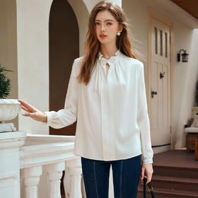 OLrain欧芮儿法式白色长袖衬衫女春季2025新款通勤气质荷叶边上衣