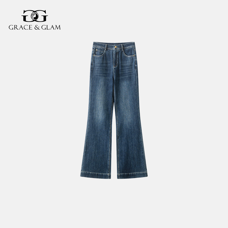 Grace&Glam 高级感复古莱赛尔显瘦微喇牛仔裤