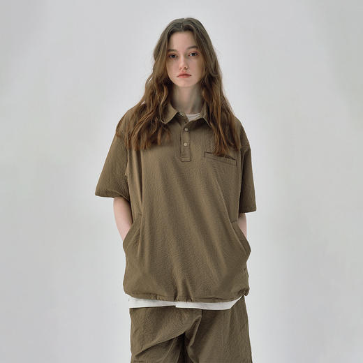 714street轻薄透气泡泡纱抗皱垂感短袖衬衫夏季新款吸湿排汗衬衣 商品图1