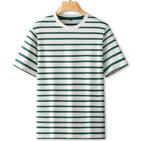 【棉质】【DDS】大依优型大码圆领条纹短袖T恤夏季新款肥佬休闲棉质加肥加大上衣男士胖子