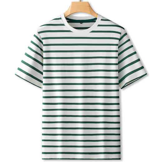 【棉质】【DDS】大依优型大码圆领条纹短袖T恤夏季新款肥佬休闲棉质加肥加大上衣男士胖子 商品图0