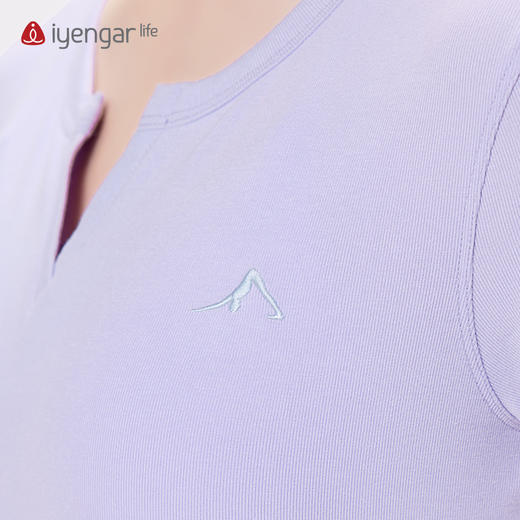 艾扬格 life C1193罗纹瑜伽短袖T恤 修身 柔软透气“下犬式”刺绣臣服于身体,享受伸展 商品图5