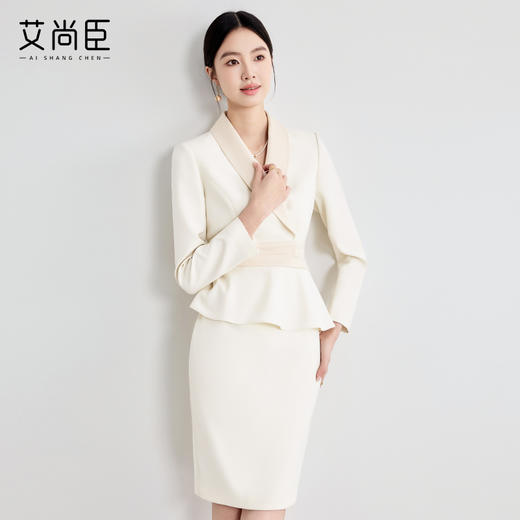 艾尚臣假两件连衣裙女2025新款高级感气质女神范主持人上镜工作装 商品图0