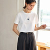 OLrain欧芮儿2025夏新款时尚简约百搭T恤短袖白色爱心纯棉女上衣 商品缩略图2
