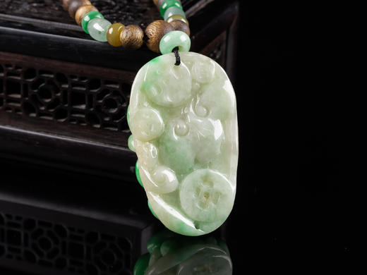 XY0008原创沉香+翡翠飘绿如意挂件 商品图3