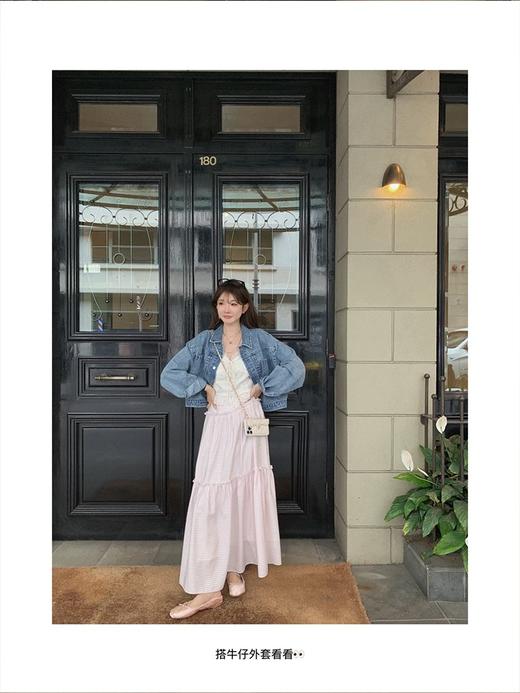 金蘑菇菇 淡颜心动 素颜穿也好看的吊带和半裙/ 粉白半裙 商品图3