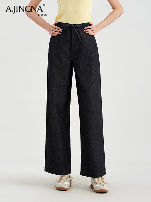 【演绎随性】阿菁娜老钱风通勤高腰亚麻直筒休闲裤F30C210012 商品图1