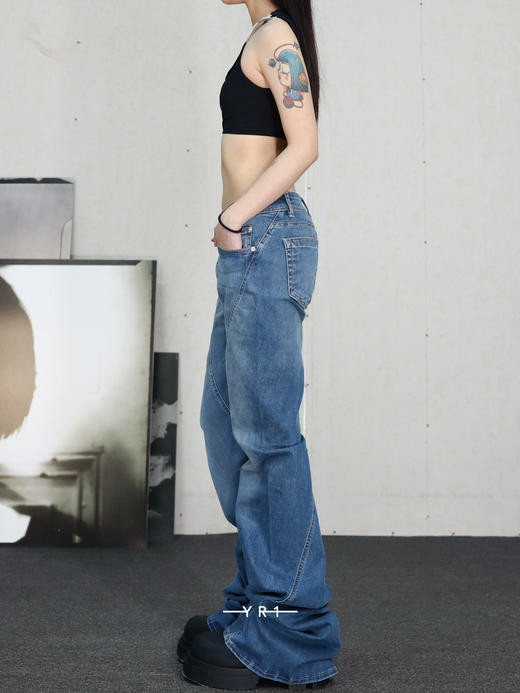 Rick Owens Drkshdw | HOLLYWOOD斜裁牛仔裤 商品图3