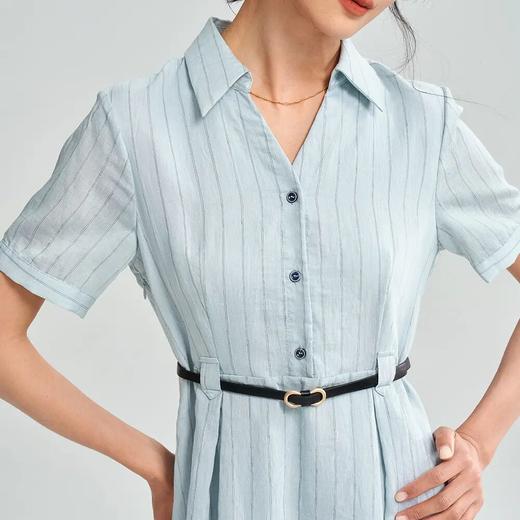 【高货sh】全新升级【铂金会员257/天猫339/差价82】(10522) 洛诗琳25新款复古条纹收腰连衣裙气质通勤大摆衬衫连衣裙 商品图1