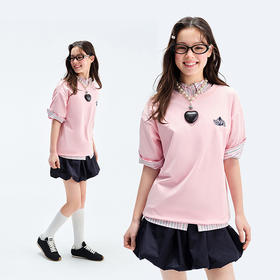 笛莎Deesha青少年女童T恤2025夏季女童圆领T恤