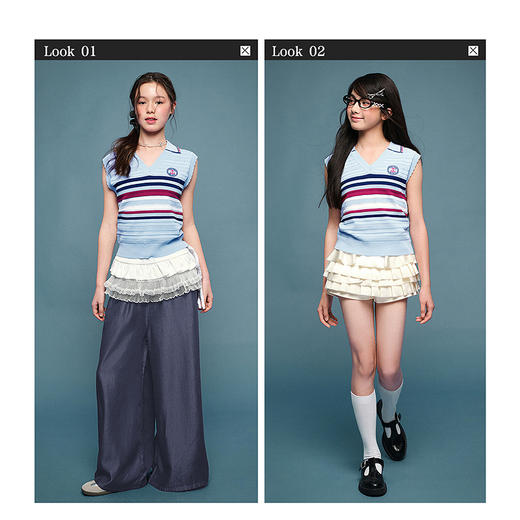笛莎Deesha青少年女童马甲2025夏季女童条纹马甲 商品图3