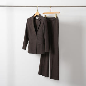 艾尚臣长袖西装套装2024冬季新款棕色西服外套修身立体剪裁职业装