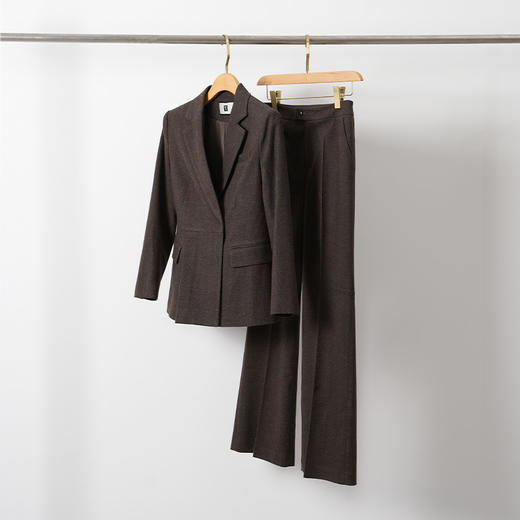 艾尚臣长袖西装套装2024冬季新款棕色西服外套修身立体剪裁职业装 商品图0