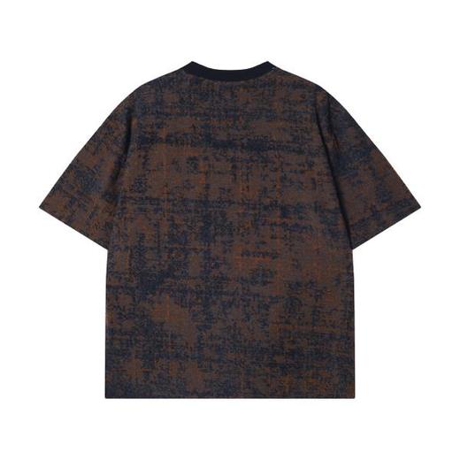 T2633夏季高级感新款美式立体绒毛撞色圆领短袖T恤百搭宽松复古上衣 商品图5