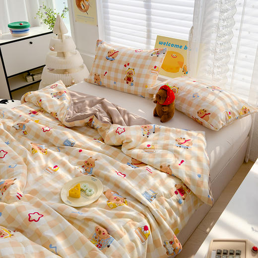 A类邹邹纱印花春夏被子有氧水洗双层纱面料柔软亲肤婴儿也适合越洗越软 商品图6