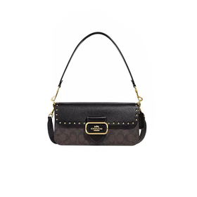 【质保一年】【礼盒礼袋 】COACH蔻驰女士MORGAN奥莱经典单肩斜挎腋下包（尺寸：26.5146.5cm）白色 卡其色 卡其拼白