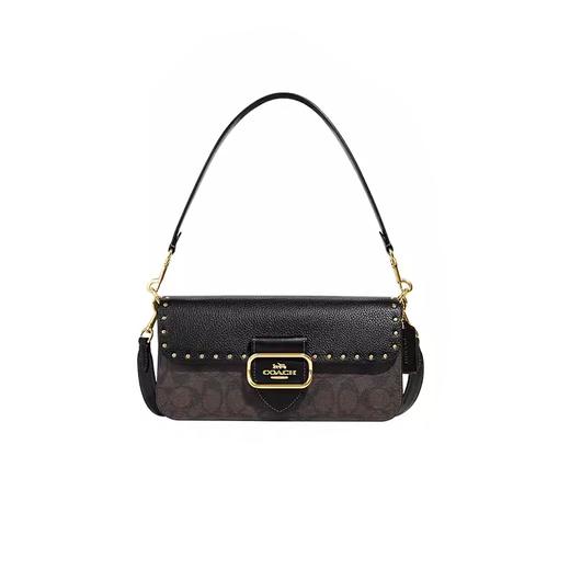 【质保一年】【礼盒礼袋 】COACH蔻驰女士MORGAN奥莱经典单肩斜挎腋下包（尺寸：26.5146.5cm）白色 卡其色 卡其拼白 商品图5