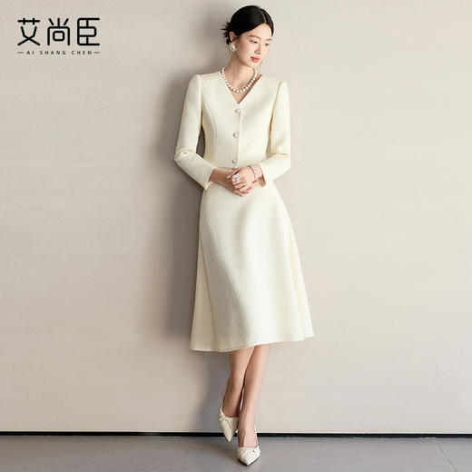 艾尚臣2025春季新款小香风套装女粗花呢编织收腰外套半身裙两件套 商品图3