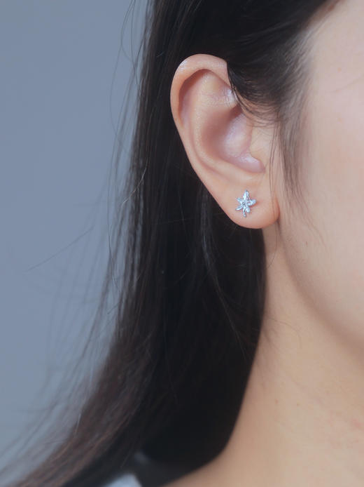 卡蒂罗/KADER 星光花语耳钉  闪耀五瓣花清新浪漫轻奢小众不撞款纯银耳饰 秋冬百搭氛围感养耳洞配饰 优雅高级感情人节 商品图2