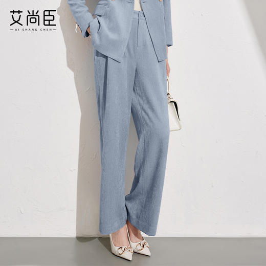 艾尚臣雾霾蓝西装裤女2026秋冬新款气质修身显瘦工作职业垂感长裤 商品图3